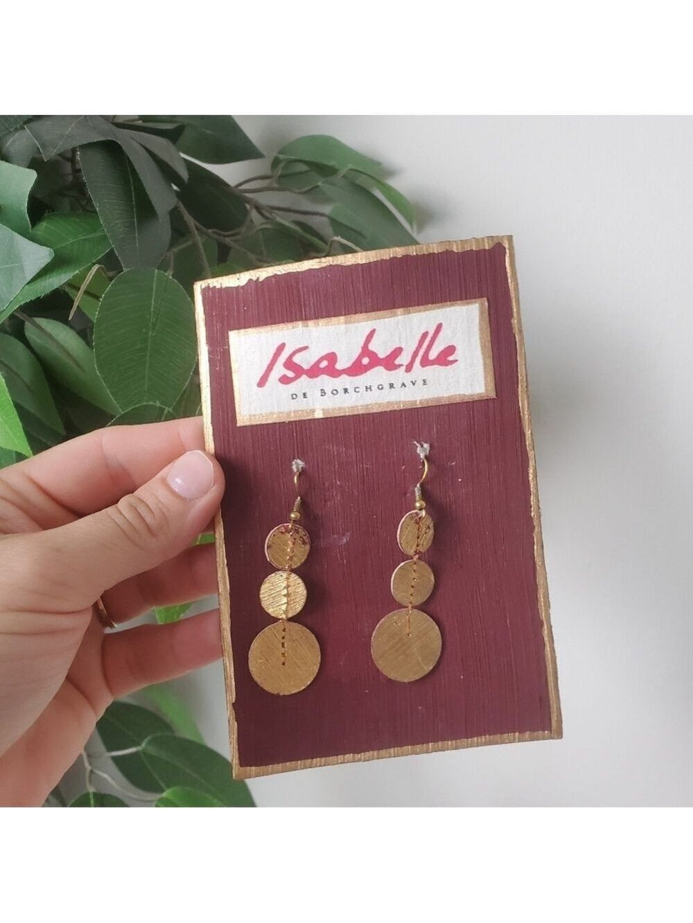 Vintage Isabelle de Borchgrave Paper Artwork Dangle Drop Earrings